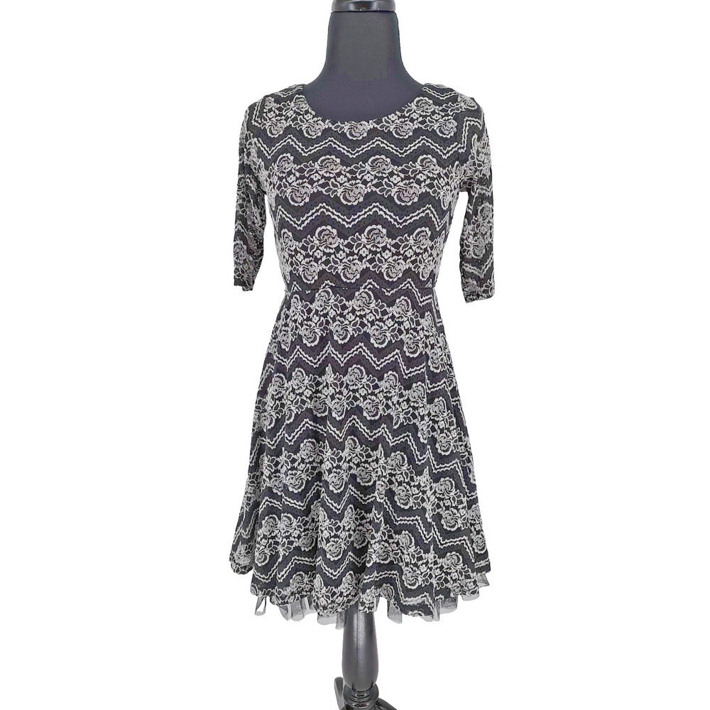 Speechless Black&White Lace Fit&Flare Dress Size 16 Lined & Petty Coat Pullover